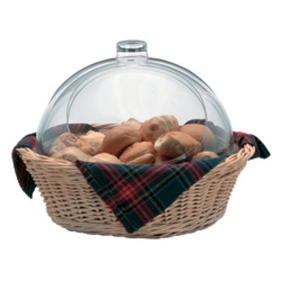 Wicker basket with double plexiglas dish cover