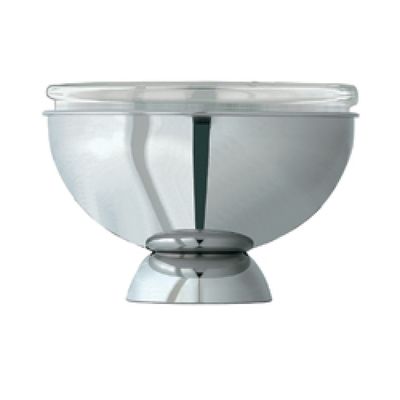 Stainless steel yoghurt holder, &quot;refrigerated x ice cubes&quot; with glass bowl