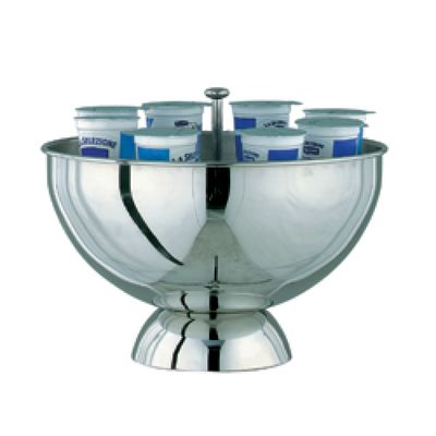 Stainless steel yoghurt holder, &quot;refrigerated x ice cubes&quot;