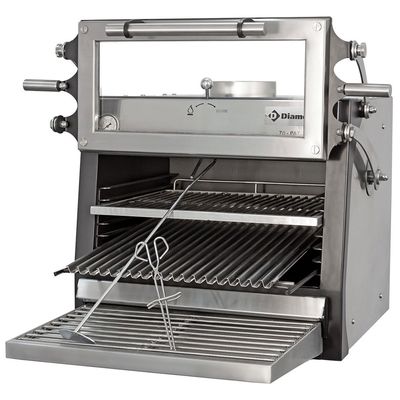 Charcoal oven-BBQ, GN 1/1 (60 Kg/h)- Liftable door/Stainless steel