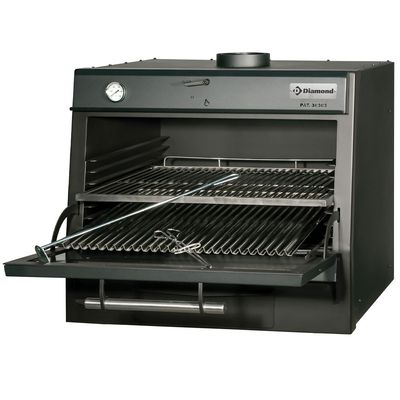 Charcoal oven-BBQ, GN 1/1 + GN2/4 (75 Kg/h)/Black