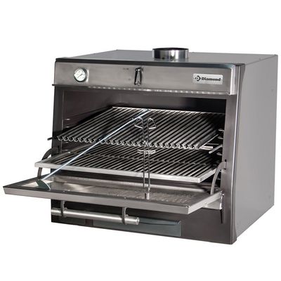 Charcoal oven-BBQ, GN 1/1 + GN2/4 (75 Kg/h)/Stainless steel