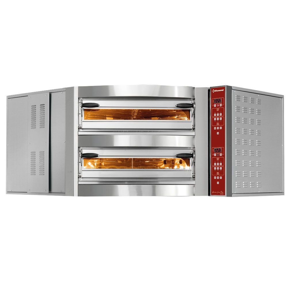 Electric oven corner unit, 2 chambers, 2x 8 pizzas Ø 350 mm