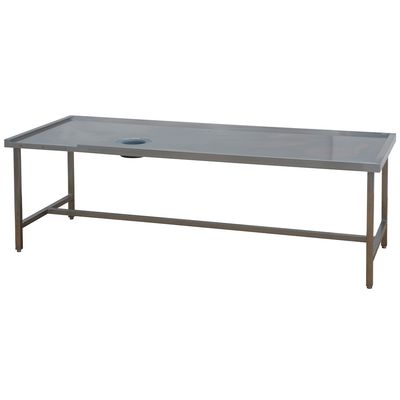 Sorting table (right) with waste bin hole