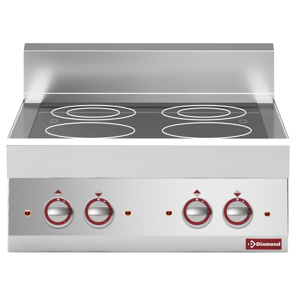 Electric vitroceramics plate with 4 cooking zones -Top-