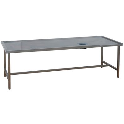Sorting table (left) with waste bin hole