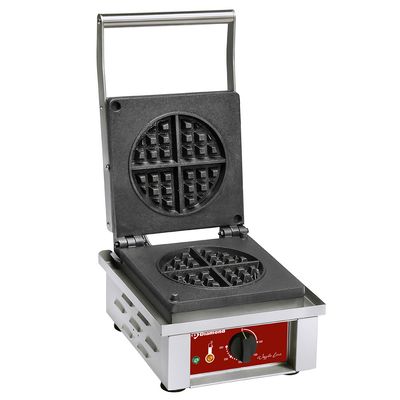Electrical waffle iron for 4 rounded waffles