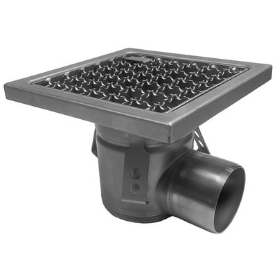 Stainless steel floor drain channel 400x400, lateral discharge