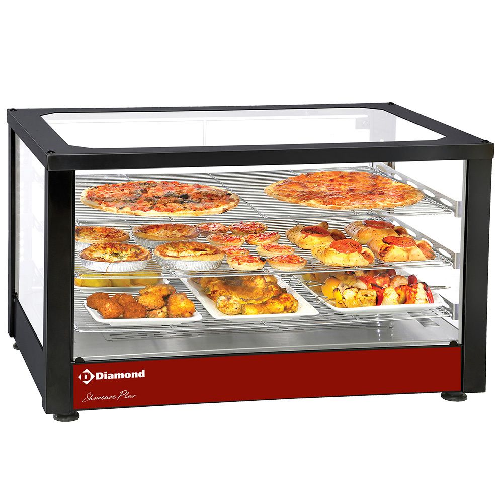 Ventilated warming display, 3 levels, panoramic (Black)