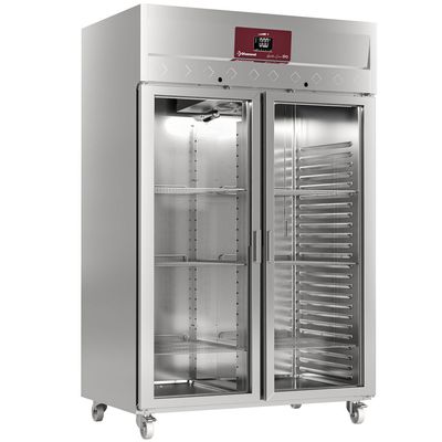 Ventilated refrigerator 1400 liters 2 glass doors GN 2/1, on wheels
