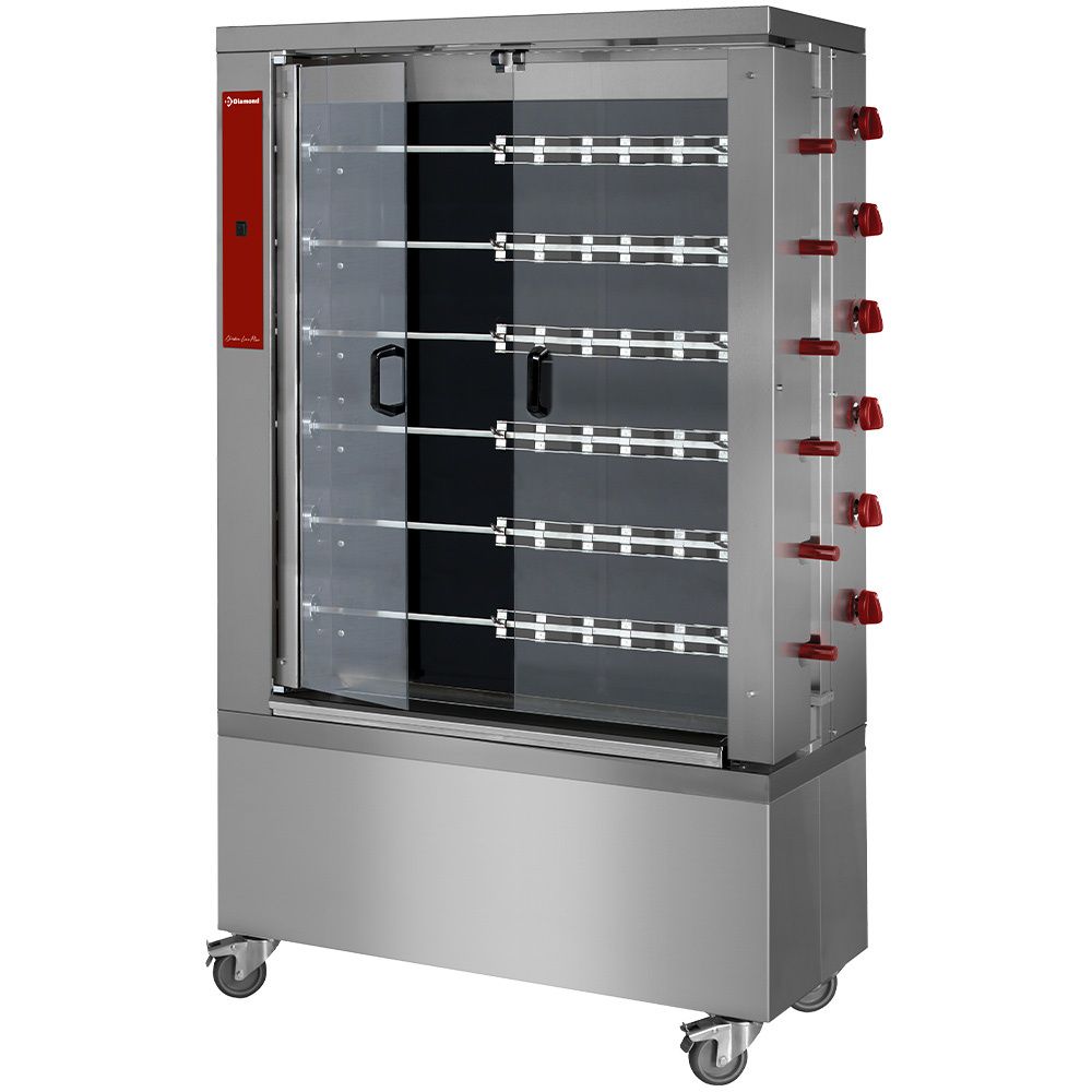 Vitroceramic chicken roaster, 6 spits (36 chickens)