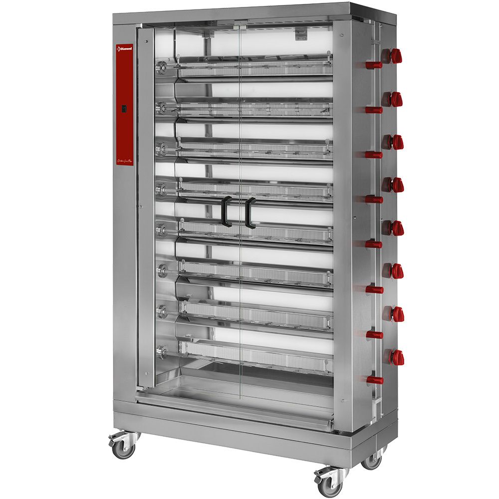 Chicken gas roaster, 8 spits (48 chickens)