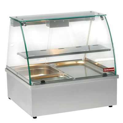Hot display case, bain-marie 2x GN 1/1, panoramic