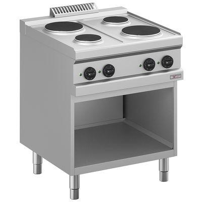 Electric range, 4 round plates, on cupboard