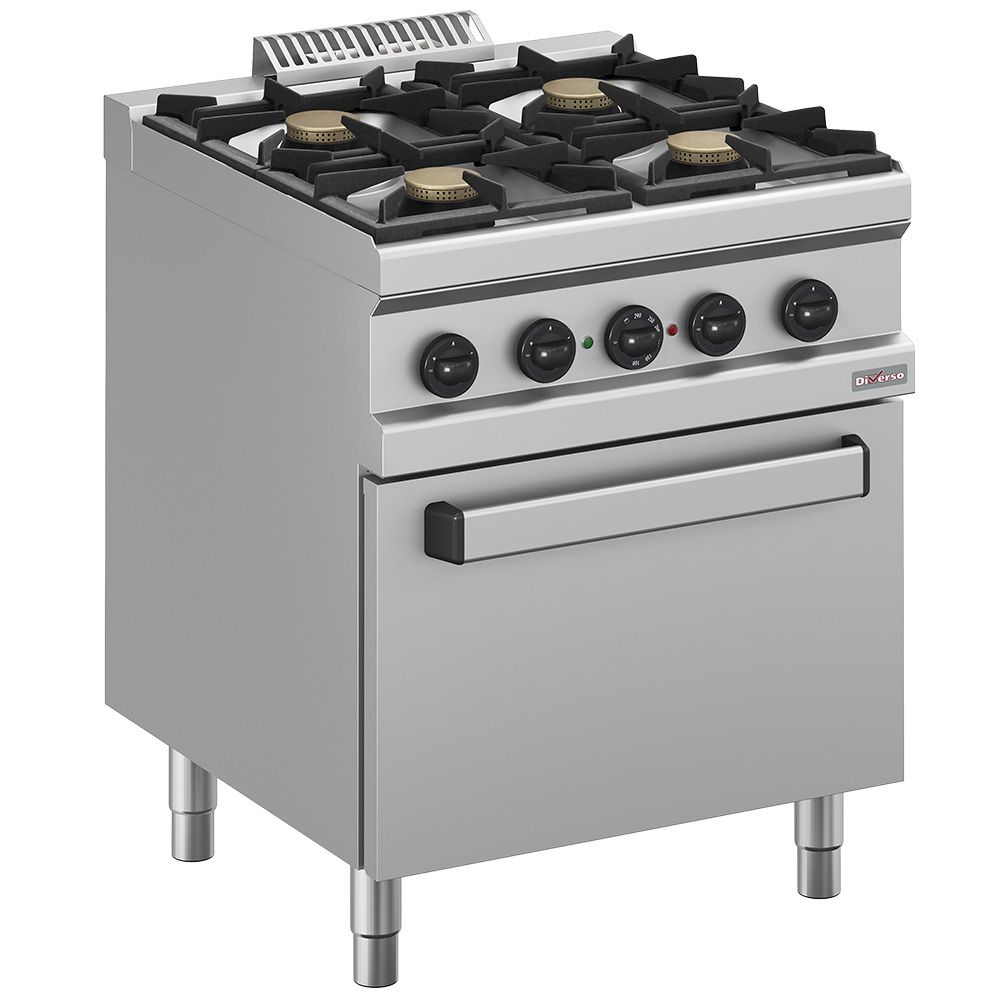 Gas range 4 burners, electric convection oven GN 1/1