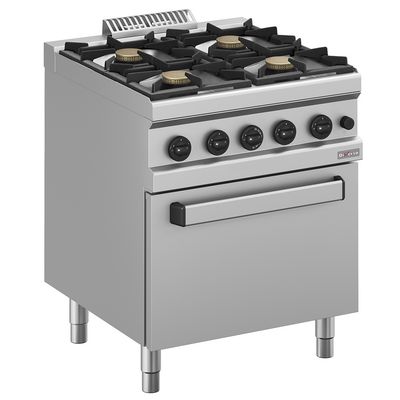 Gas range 4 burners, with oven GN 2/1