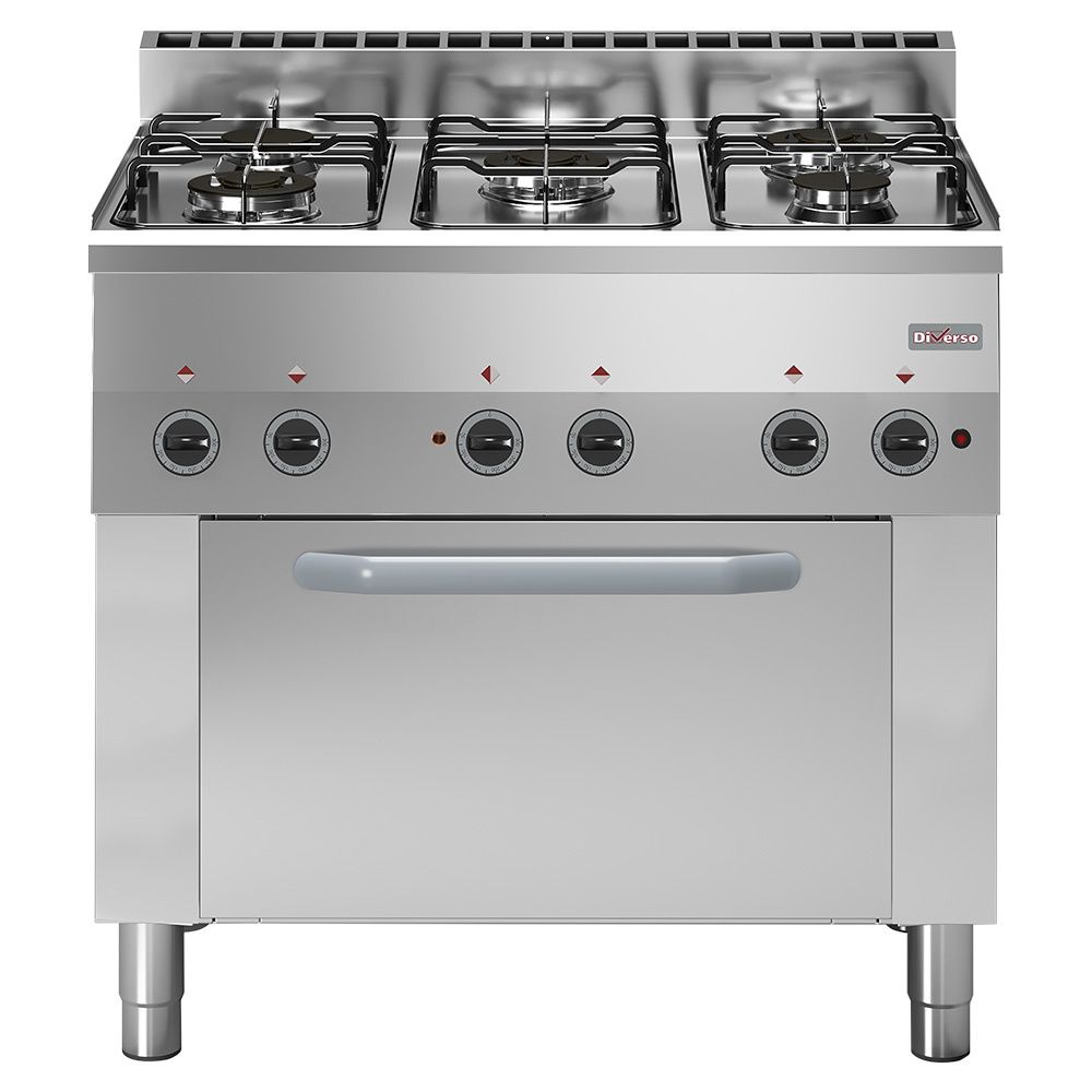 Gas range 5 burners, electric convection oven 4x GN 1/1