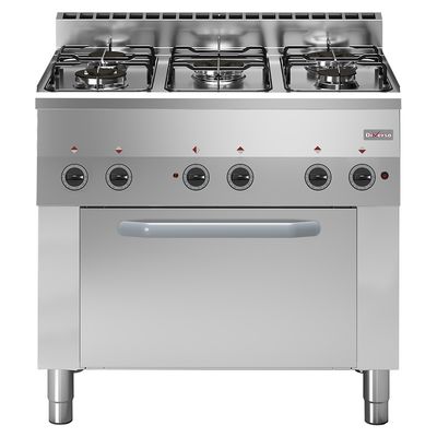 Gas range 5 burners, electric convection oven 4x GN 1/1