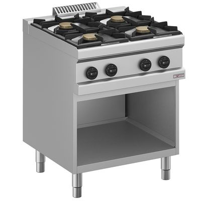 Gas range 4 burners, on open cupboard