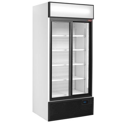 Drink display positive T°, ventilated, 760 liters, 2 sliding doors, with lightbox