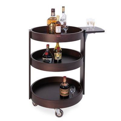 Round trolley for bottles, 3 levels wood &quot;wengé&quot;