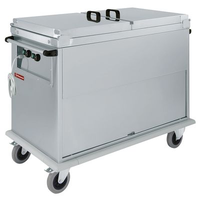 Carriage Bain-Marie 2x GN 1/1, 2 T°, lids, cupboard with tilting door