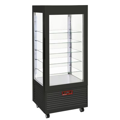 Display 4 sides T° positive, 5 glass shelves, ventilated, 480 Lit, BLACK