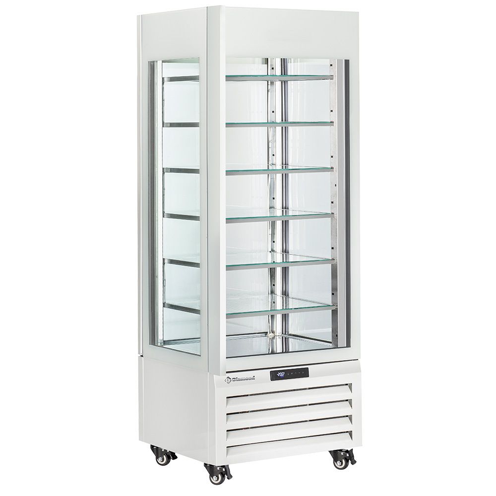 Vitrine &quot;FULL glazed&quot; 440 Lt., 6 glass levels, static - ICE CREAM - WHITE