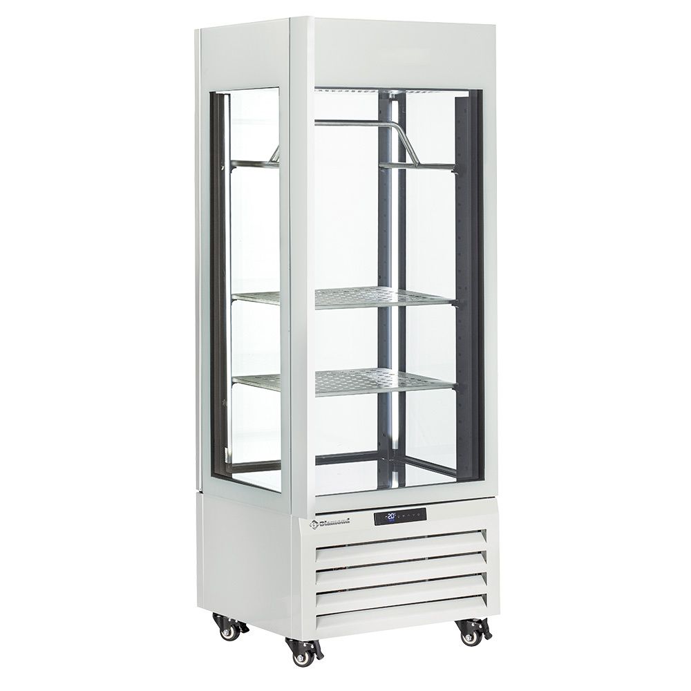 Fully glassed showcase&quot; 440 Lt., 2 shelves &amp; meat bar, ventilated - MEAT - WHITE