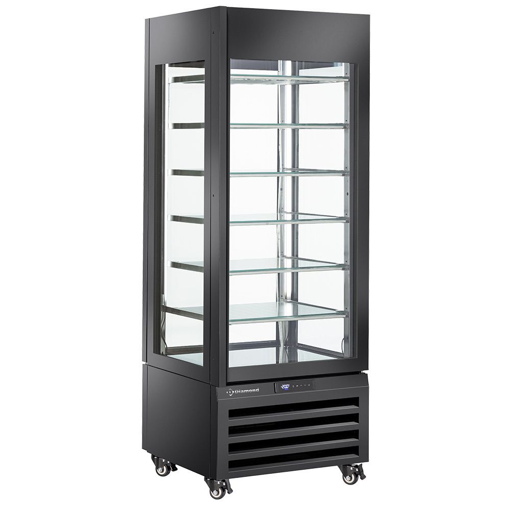 Vitrine &quot;FULL glazed&quot; 440 Lt., 6 glass levels, static - ICE CREAM - BLACK