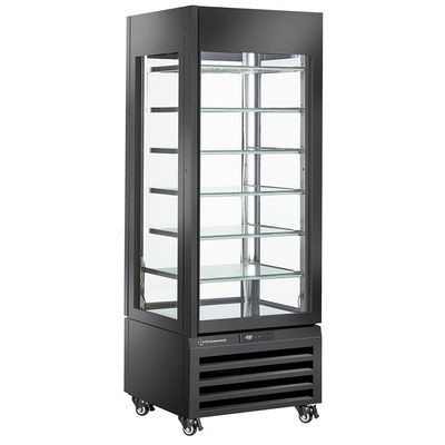 Vitrine &quot;FULL glazed&quot; 440 Lt., 6 glass levels, static - ICE CREAM - BLACK