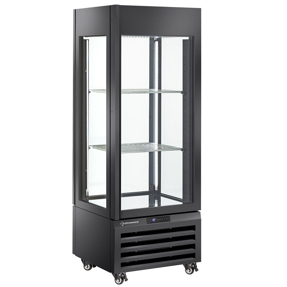 Fully glassed showcase&quot; 440 Lt., 1 level + 2 shelves, ventilated - WINE - BLACK
