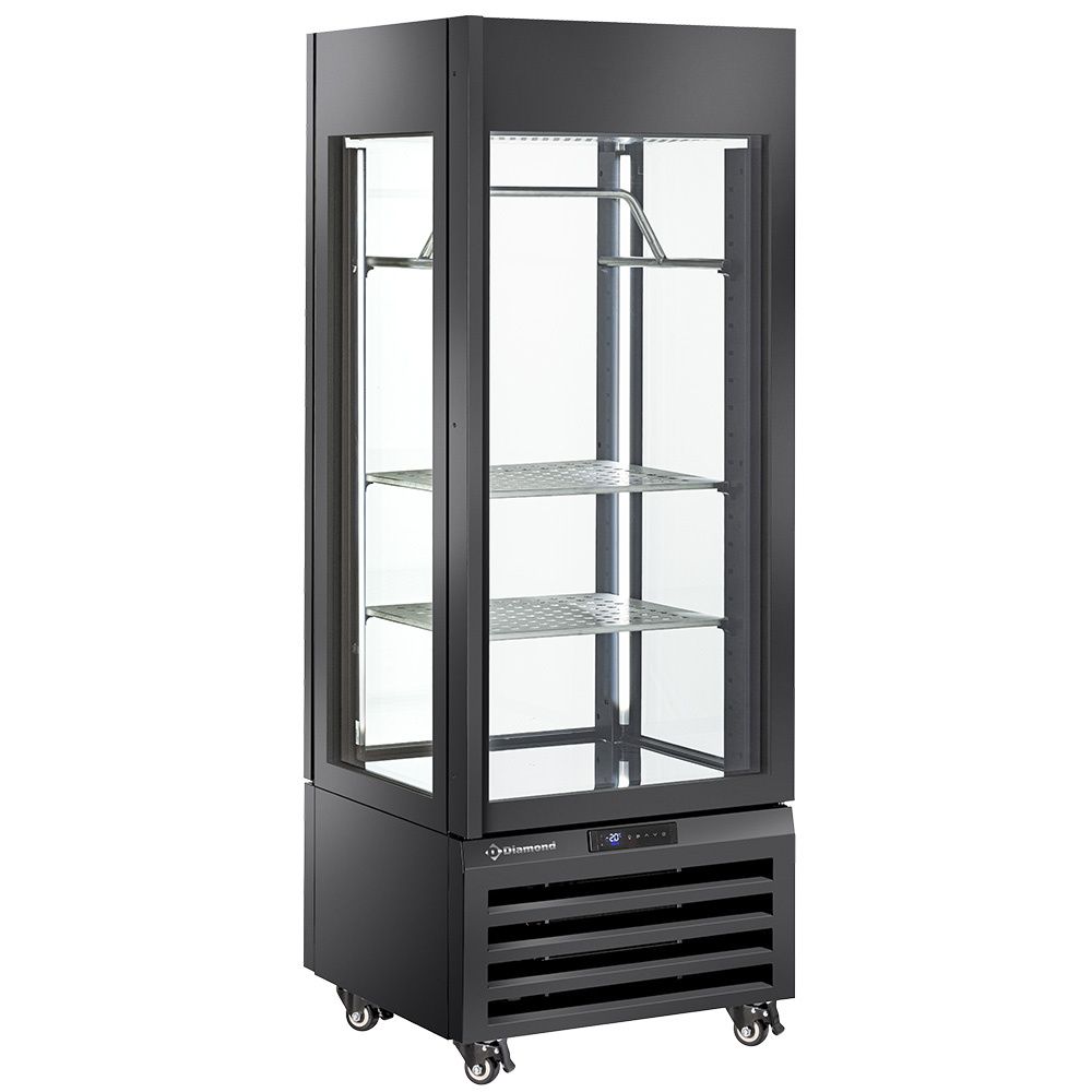 Fully glassed showcase&quot; 440 Lt., 2 shelves &amp; meat bar, ventilated - MEAT - BLACK