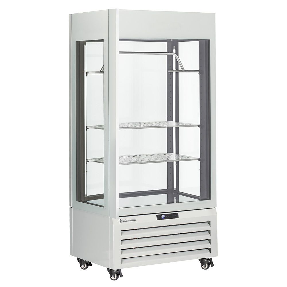 Fully glassed showcase&quot; 600 Lt., 2 shelves &amp; meat bar, ventilated - MEAT - WHITE