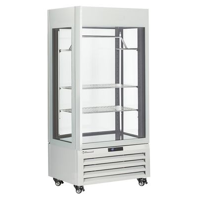 Fully glassed showcase&quot; 600 Lt., 2 shelves &amp; meat bar, ventilated - MEAT - WHITE