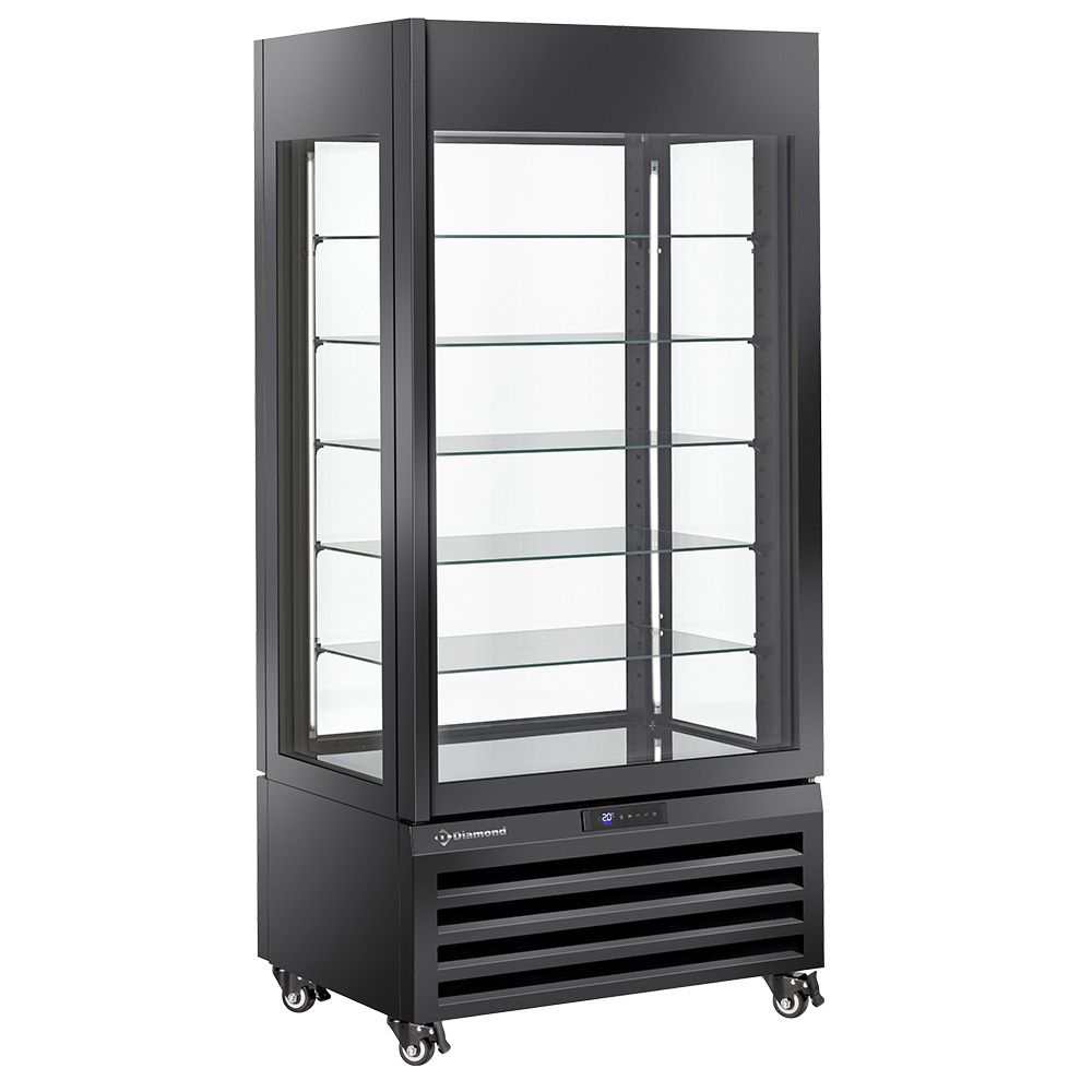 FULL vitrine 600 Lt., 5 glass levels, ventilated - ICE CREAM &amp; PASTRY - BLACK