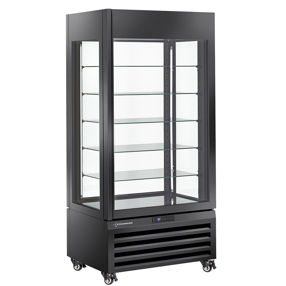 FULL vitrine 600 Lt., 5 glass levels, ventilated -  PASTRY - BLACK