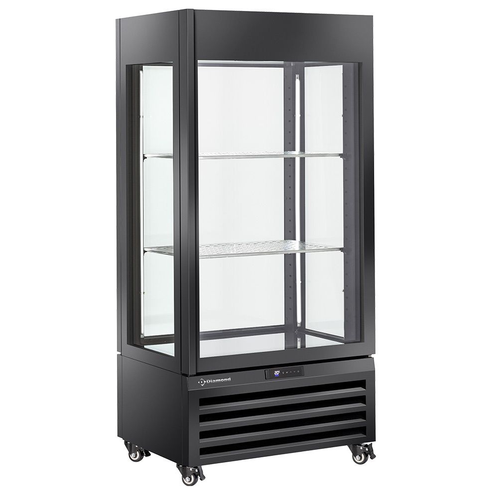 Fully glassed showcase&quot; 600 Lt., 1 level + 2 shelves, ventilated - WINE - BLACK