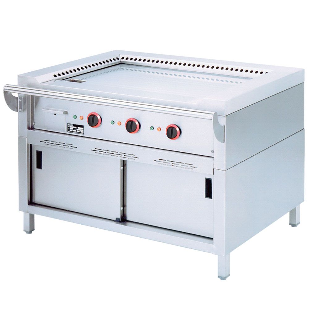 Electric &quot;Teppanyaki&quot; plate, 3 areas (3x 4,7 kW), on cupboard