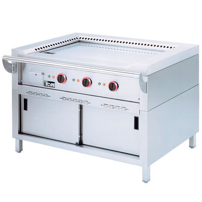 Electric &quot;Teppanyaki&quot; plate, 3 areas (3x 4,7 kW), on cupboard