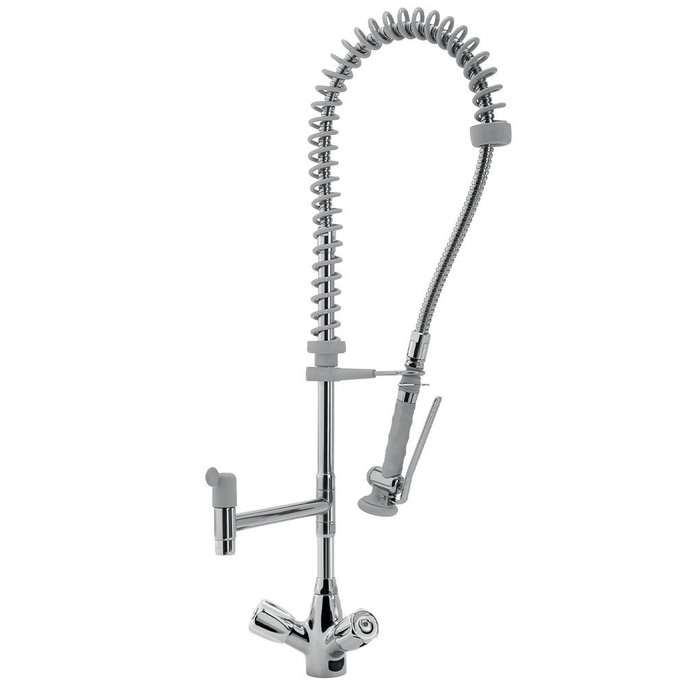 Nozzle stainless steel and faucet with mixer &quot;Heavy-Duty&quot; (exit MONO)