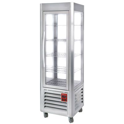 Panoramic display, 5 shelves, 360 LT, Stainless steel.