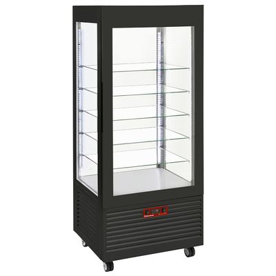 Display 4 sides T° negative, 5 glass shelves, ventilated, 480 Lit, BLACK
