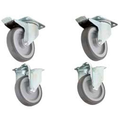 Kit of 4 wheels, 2 with brakes for support &amp; cupboard