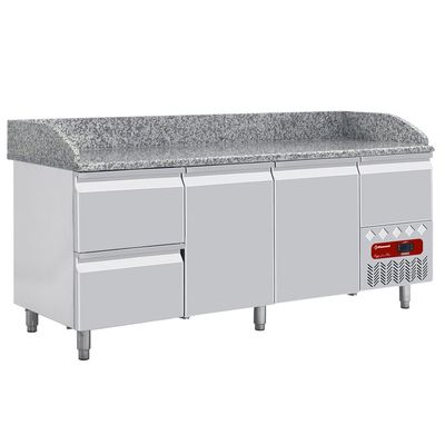 Refrigerated tables 2 doors 600x400, 2 neutral drawers (8x trays 600x400) + utensils drawer