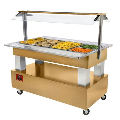 Warming/bain-marie salad bar, 4x GN1/1-150 (Wood light oak)