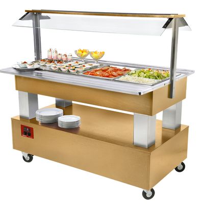 Buffet - Refrigerated salad bar, 4x GN1/1-150 (Wood light oak)