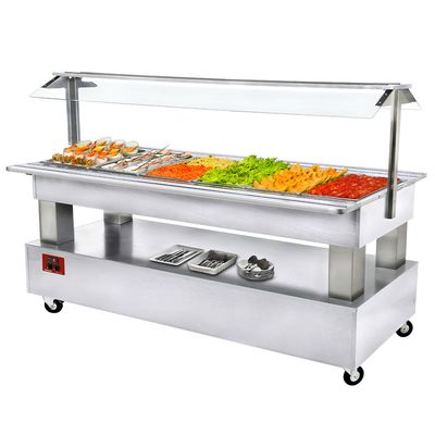 Buffet - Refrigerated salad bar, 6x GN1/1-150 (white wood)