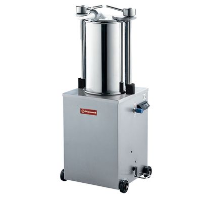 Stainless steel hydraulic vertical sausage filler, 25 liters on wheels