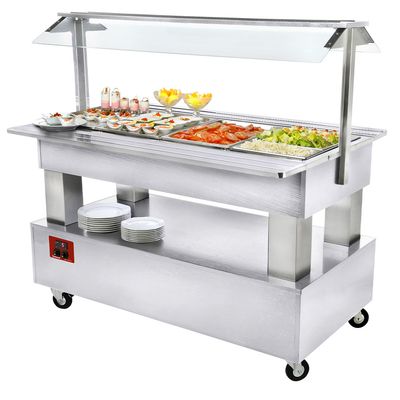 Buffet - Refrigerated salad bar, 4x GN1/1-150 (white wood)